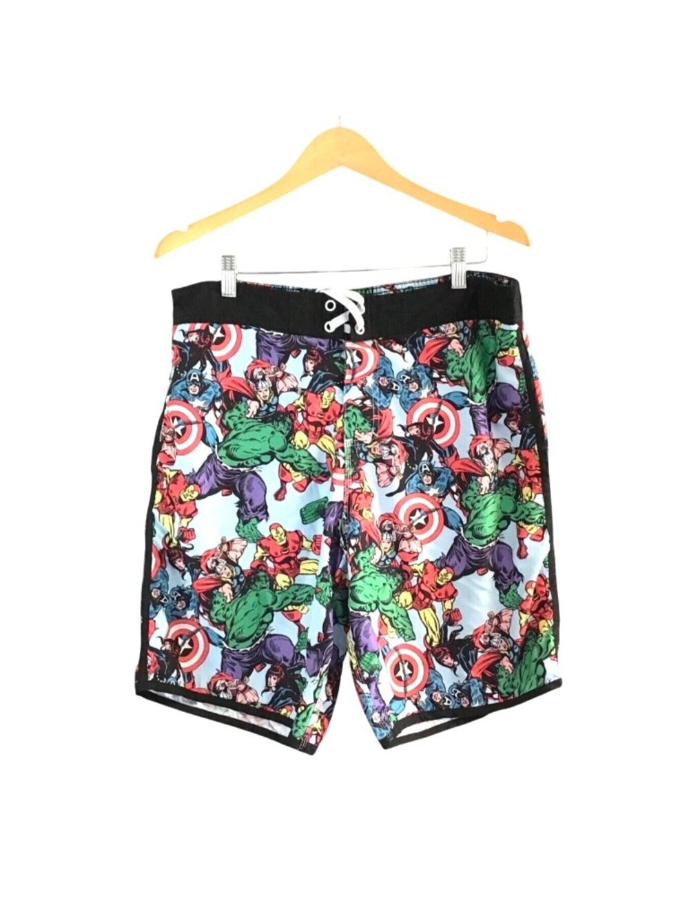 MARVEL -MEN'S GRAPHIC DRAWSTRING ELASTIC WAIST SWIM BOARD SHORTS SIZE X-LARGE